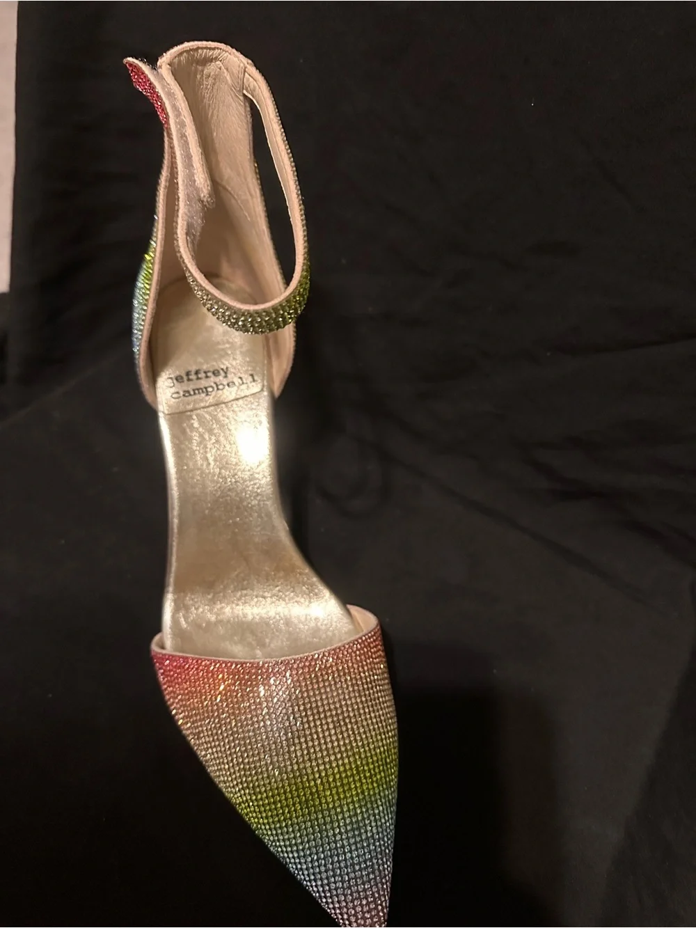 Jeffery Campbell Rhinestone Ankle-Strap Pointed Toe Pump - Multi Rainbow